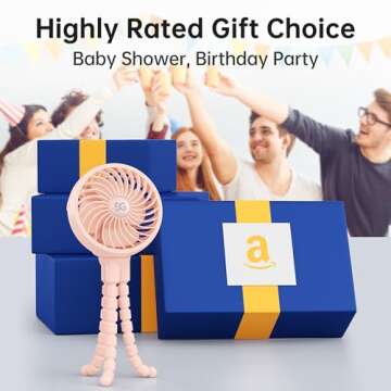 GUSGU Stroller Fan Clip on for Baby (2023 Version Pink), Flexible Tripod & Rechargeable Battery