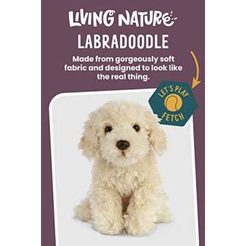 Living Nature Labradoodle Stuffed Animal | Fluffy Dog Animal | Soft Toy for Kids | 10 Inches