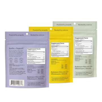 Beekeeper's Naturals Soothing Honey Cough Drops 3 Flavors Pack,Honey,Peppermint & Elderberry Sore Throat Relief Soothing Lozenges with Zinc,Propolis & Vitamin D,42 Ct