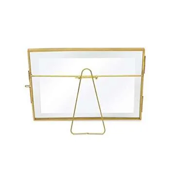 Isaac Jacobs 4x6 (2-Pack), Antique Gold, Vintage Style Brass and Glass, Metal Floating Picture Frame (Horizontal) with Locket Closure, for Photos, Art, & More, Tabletop Display (4x6 Antique Gold)