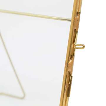 Isaac Jacobs 4x6 (2-Pack), Antique Gold, Vintage Style Brass and Glass, Metal Floating Picture Frame (Horizontal) with Locket Closure, for Photos, Art, & More, Tabletop Display (4x6 Antique Gold)