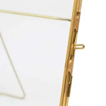 Isaac Jacobs 4x6 (2-Pack), Antique Gold, Vintage Style Brass and Glass, Metal Floating Picture Frame (Horizontal) with Locket Closure, for Photos, Art, & More, Tabletop Display (4x6 Antique Gold)