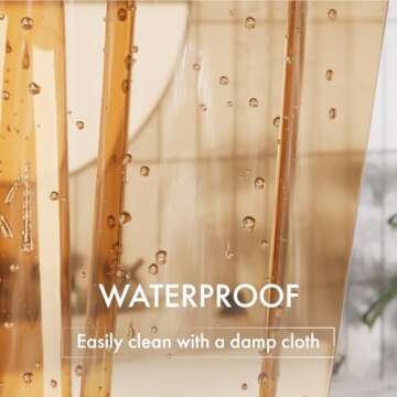 AmazerBath Shower Curtain Liner, 72x72 Transparent Orange Shower Curtain Liner, Lightweight Plastic Shower Curtain Liner, Cute Waterproof Shower Liner for Bathroom with 3 Magnets and 12 Grommet Holes