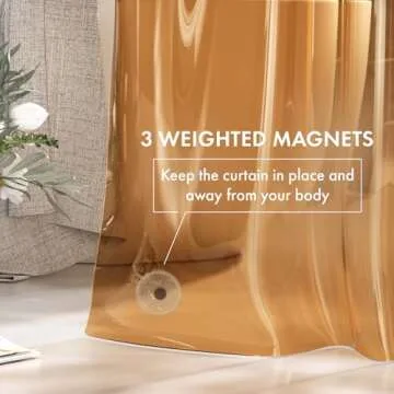 AmazerBath Shower Curtain Liner, 72x72 Transparent Orange Shower Curtain Liner, Lightweight Plastic Shower Curtain Liner, Cute Waterproof Shower Liner for Bathroom with 3 Magnets and 12 Grommet Holes