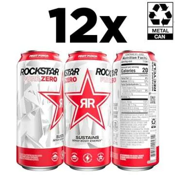 Rockstar Pure Zero Energy Drink - Sugar Free Fruit Punch 12 Pack