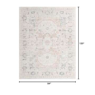 Rugs.com Madeline Vintage Collection Rug – 8' x 10' Ivory Medium-Pile Rug Perfect for Living Rooms...