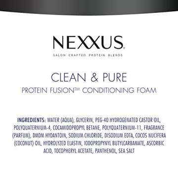 Nexxus Clean & Pure Conditioning Hair Foam Moisturizing Conditioner For Fine Or Thin Hair With ProteinFusion Silicone, Dye And Paraben Free 5.5 oz