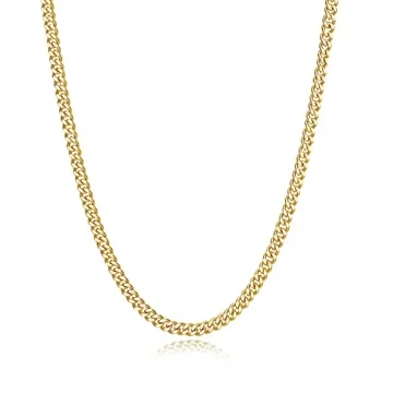 Reoxvo Gold Chain for Men – Stylish 5 mm Cuban Link Necklace 24 inch