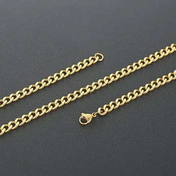 Premium Reoxvo Gold Chain for Men - 5mm Cuban Link Necklace