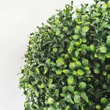 UNADRA 2 Pack Faux Boxwood Plants Outdoor (22" T,13" D) - Artificial Boxwood Ball Topiaries Set of 2 Indoor Home Office Patio Porch Decoration Realistic (22 inches, Oval Dark Green)