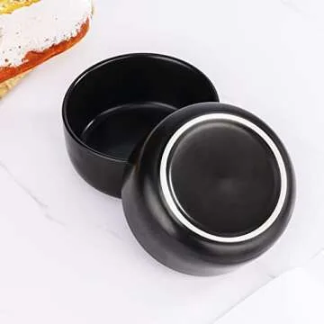 Aquiver 10 Ounces Ceramic Bowl Set - Porcelain Matte Small Bowls - Side Dishes for Desserts, Ice Cream, Snacks, Condiments, Souffle, Yogurt, Soup - Dipping Sauce Bowl Set of 4 (Black)