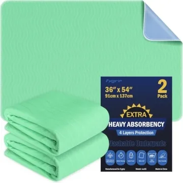 2 Pack Heavy Absorbency Washable Underpads - Waterproof, Reusable for Pets & Adults