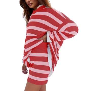 LAMISSCHE Womens Oversized Lounge Sets - Chic Striped Pajama Set