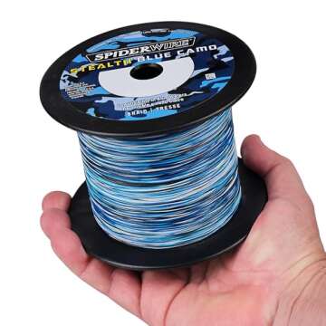 SpiderWire Stealth® Superline, Blue Camo, 50lb | 22.6kg, 3000yd | 2743m Braided Fishing Line, Suitable for Saltwater and Freshwater Environments