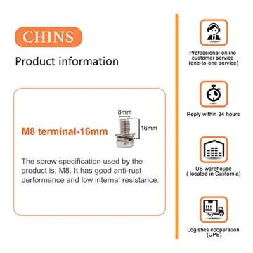 CHINS 100AH LiFePO4 Battery 12V with Built-in 100 BMS, 4000+ Rechargeable Cycles, Support Low-Temperature Cut-Off,Perfect for Golf Cart, Trolling Motor, Marine