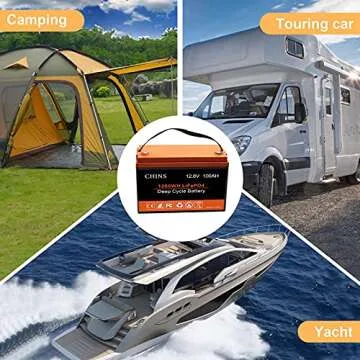CHINS 100AH LiFePO4 Battery 12V with Built-in 100 BMS, 4000+ Rechargeable Cycles, Support Low-Temperature Cut-Off,Perfect for Golf Cart, Trolling Motor, Marine