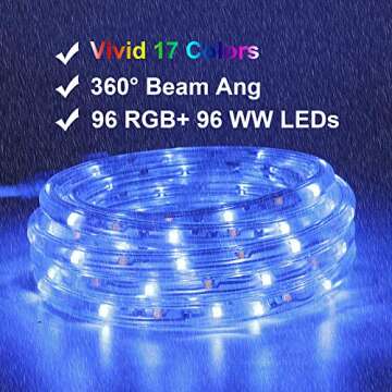 Areful 16ft LED Rope Lights, RGBWW Color Changing Strip Lights with Remote, Flexible and Connectable...