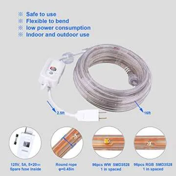 Areful 16ft LED Rope Lights for Indoor Outdoor Use