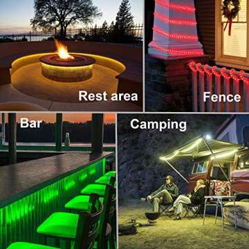 Areful 16ft LED Rope Lights, RGBWW Color Changing Strip Lights with Remote, Flexible and Connectable Durable Tube, Waterproof for Indoor Outdoor Use, 17 Colors and 6 Modes