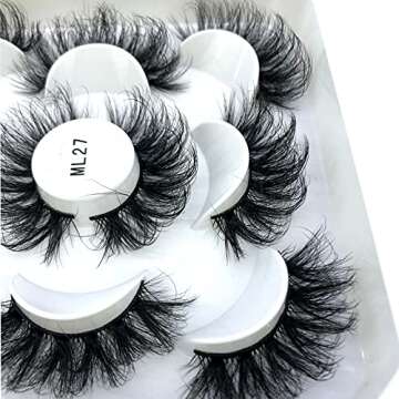 AMSDCN 5 Pairs of 25 mm 3D Mink Lashes - Bold, Dramatic, and Fashionable