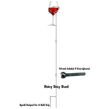 Wine Bottle & Cup stakes Holder Rack - Adjustable Height to 36 INCHES, Durable Metallic Frame, Sturdy Base & Secure Grip | Holds Bottles Of Wine, Beer,Champagne,Beverages,Glasses& More 5 Pieces Set