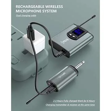 ttstar Wireless Microphone System Headset/Stand/Lavalier Mic with Rechargeable Bodypack Transmitter Receiver for PA Speaker, Camera, Recording, Teaching, Church