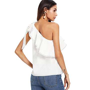 Stylish SheIn One Shoulder Ruffle Blouse Top for Women