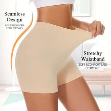 FRESBEIT Slip Shorts for Women Under Dress, Boyshorts Panties Anti Chafing Shorts Smooth Shapewear S...