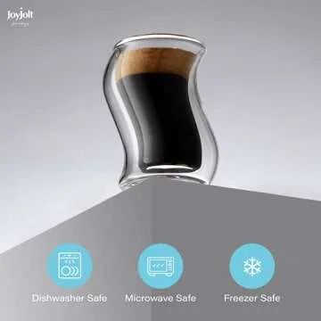 JoyJolt Pivot Espresso Shot Glass – Set of 2 oz Espresso Cups with Unique Design – Double Walled Thermo Espresso Glasses for Home or Professional Bar Use– Set of 2 Thermal Glassware for Morning Coffee