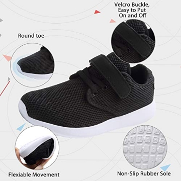 TOEDNNQI Kids Lightweight Breathable Strap Sneakers