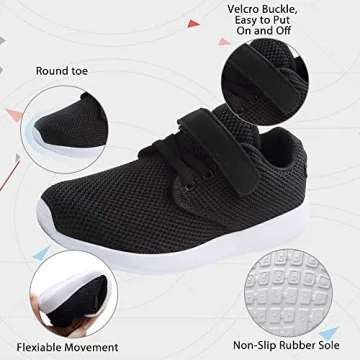 TOEDNNQI Kids Lightweight Breathable Strap Sneakers