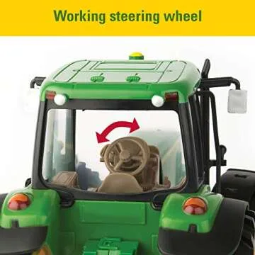 John Deere Big Farm Tractor and Wagon - 1:16 Scale - Light Up John Deere Tractor Toys - Preschool and Toddler Toys - Kids Toys Ages 3 Years and Up