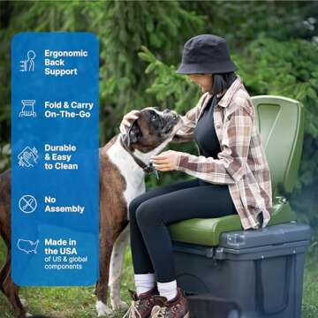 Step2 Foldable Adult Flip Seat, Portable Outdoor Chair for Poolside, Tailgating, Camping, Picnic Chair, Provides Back Support When Sitting on Ground, Olive