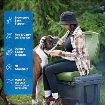 Step2 Foldable Adult Flip Seat, Portable Outdoor Chair for Poolside, Tailgating, Camping, Picnic Chair, Provides Back Support When Sitting on Ground, Olive