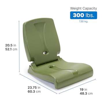 Step2 Foldable Adult Flip Seat, Portable Outdoor Chair for Poolside, Tailgating, Camping, Picnic Chair, Provides Back Support When Sitting on Ground, Olive
