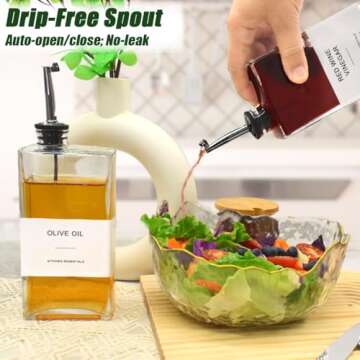 Ledanba Olive Oil Dispenser for Kitchen, Cooking Oil Dispenser 17 oz, Oil and Vinegar Dispenser Set, Olive Oil Bottles, Soy Sauce Dispenser, Coffee Syrup Bottles (Black, 17 oz, Set of 2)