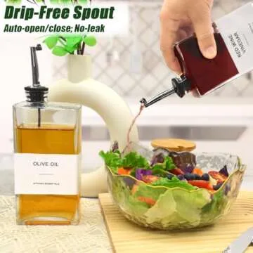 Ledanba Olive Oil Dispenser for Kitchen, Cooking Oil Dispenser 17 oz, Oil and Vinegar Dispenser Set, Olive Oil Bottles, Soy Sauce Dispenser, Coffee Syrup Bottles (Black, 17 oz, Set of 2)