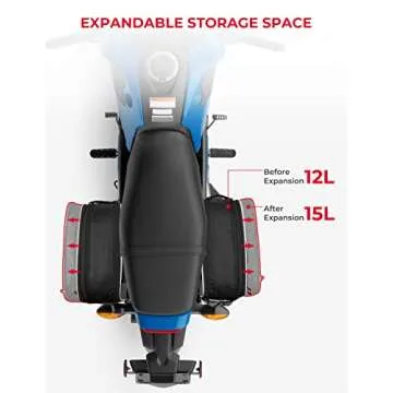 KEMIMOTO Expandable Motorcycle Saddlebags for Mini Bikes