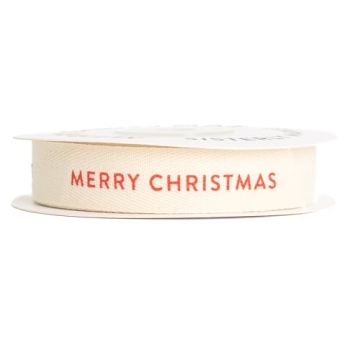 Merry Christmas Custom Ribbon - Sweet Cotton Herringbone