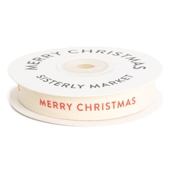 Merry Christmas Custom Ribbon - Sweet Cotton Herringbone