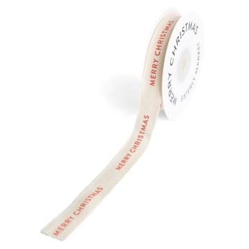 Merry Christmas Custom Ribbon - Sweet Cotton Herringbone
