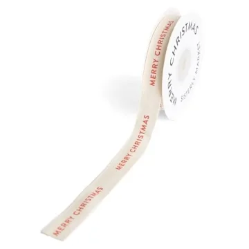 Merry Christmas Custom Ribbon - Sweet Cotton Herringbone