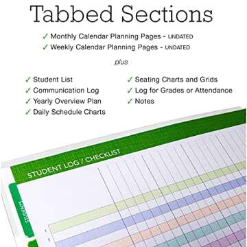 Elan Deluxe Undated Teacher Planner with Tabs and Stickers