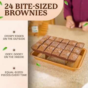 GOTHAM STEEL XL Brownie Pan with Dividers Nonstick Baking Pan for All Edge Brownies with Removable D...