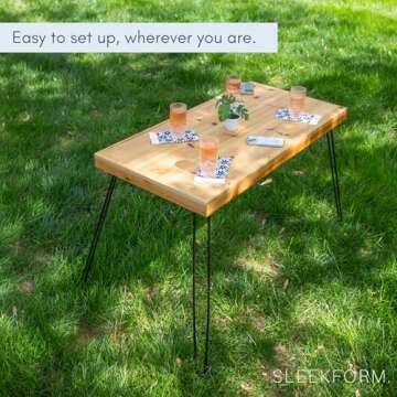 Sleekform Portable Folding Desk - Wood Foldable Table - No Assembly Easy Fold Desks for Small Spaces - Space Saving Collapsible Computer Tables for Work, Writing, Crafts