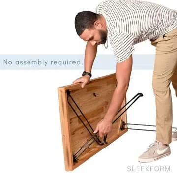 Sleekform Portable Folding Desk - Wood Foldable Table - No Assembly Easy Fold Desks for Small Spaces - Space Saving Collapsible Computer Tables for Work, Writing, Crafts