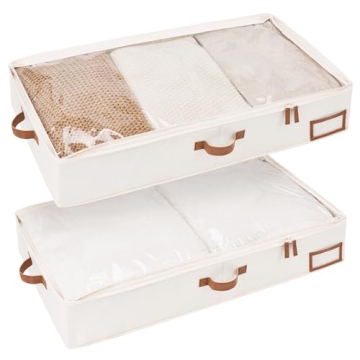 Ultra-Sturdy Underbed Storage Boxes - 2 Pack, Large, Ivory White