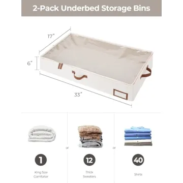 Large Underbed Storage Boxes with Sturdy Structure & Thick Fabric