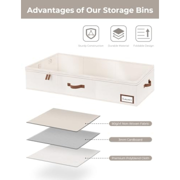 Large Underbed Storage Boxes with Sturdy Structure & Thick Fabric
