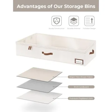 Large Underbed Storage Boxes with Sturdy Structure & Thick Fabric
